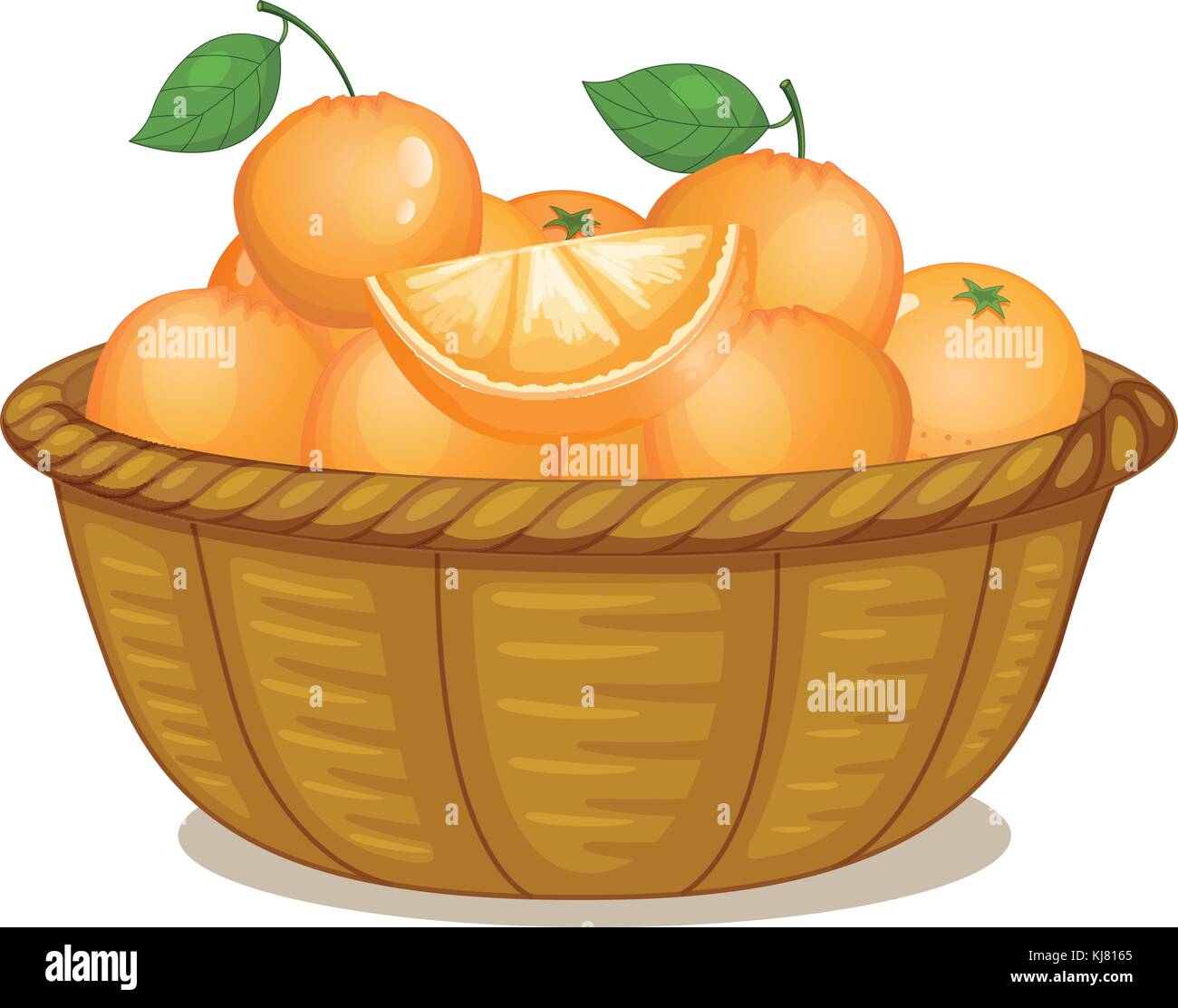 Illustration of a basket full of oranges on a white background Stock