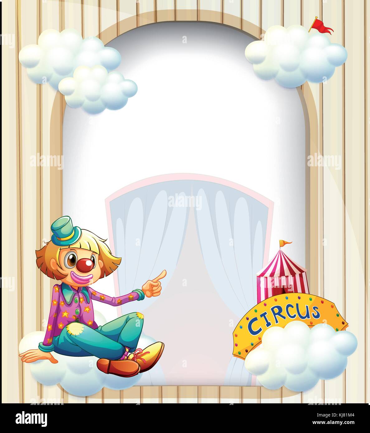 Illustration of an empty entrance-like template with a clown Stock ...