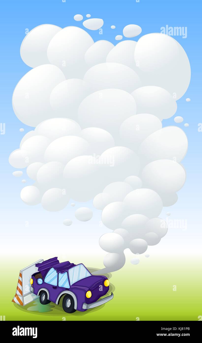 Illustration of a violet car with smoke Stock Vector