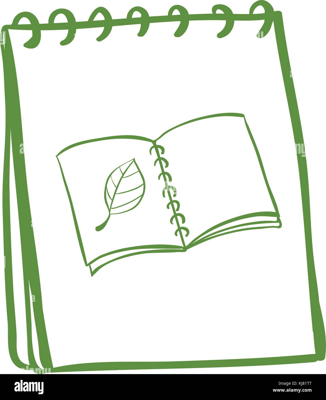 Illustration of a notebook with a drawing of a book at the cover page ...