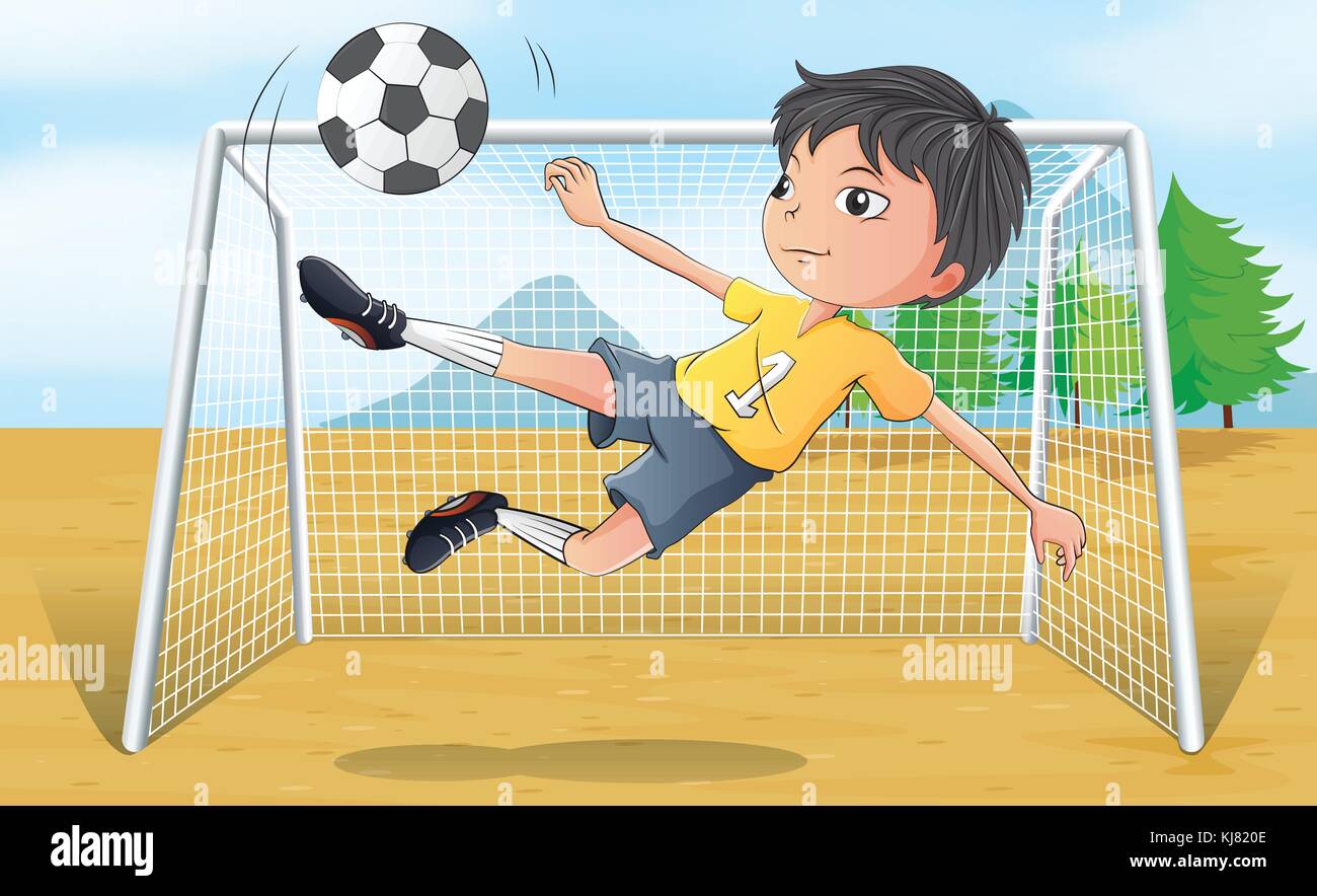 soccer ball going into the net drawing