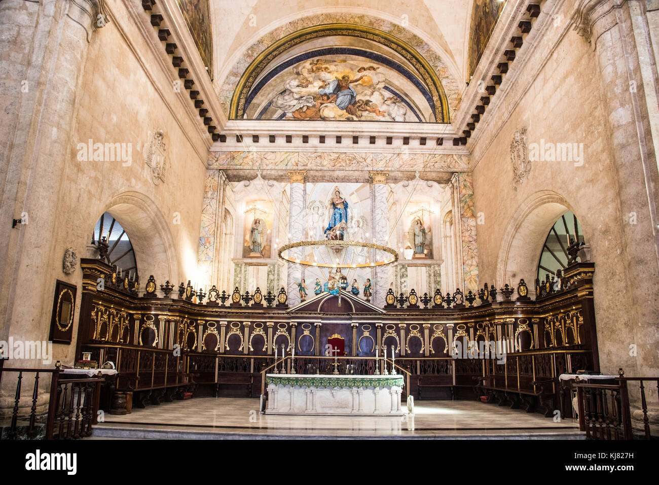 Inside the Havana Cathedral or La Catedral de la Virgen María de la Concepción Inmaculada de La Habana, Havana, Cuba Stock Photo