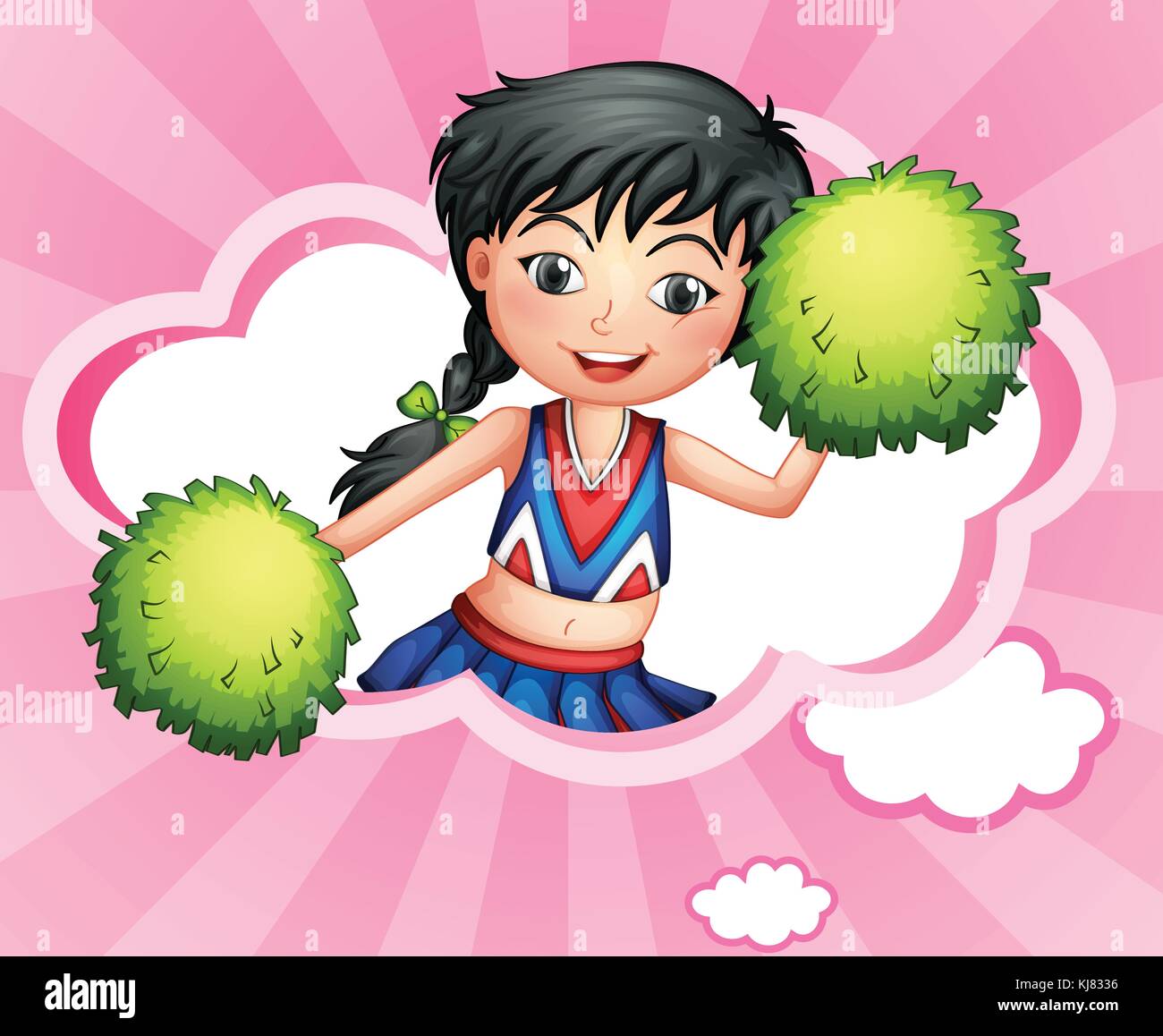 Illustration of a cloud with a pretty cheerdancer Stock Vector
