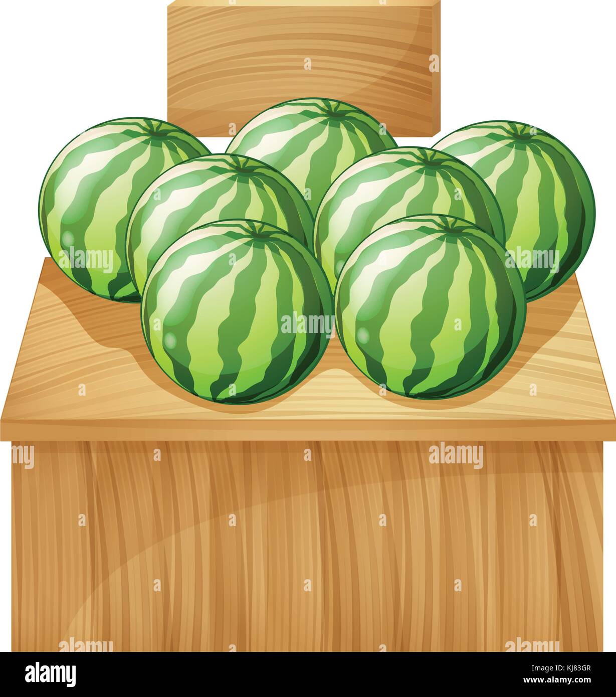 Illustration of a watermelon stand with an empty wooden signboard on a ...
