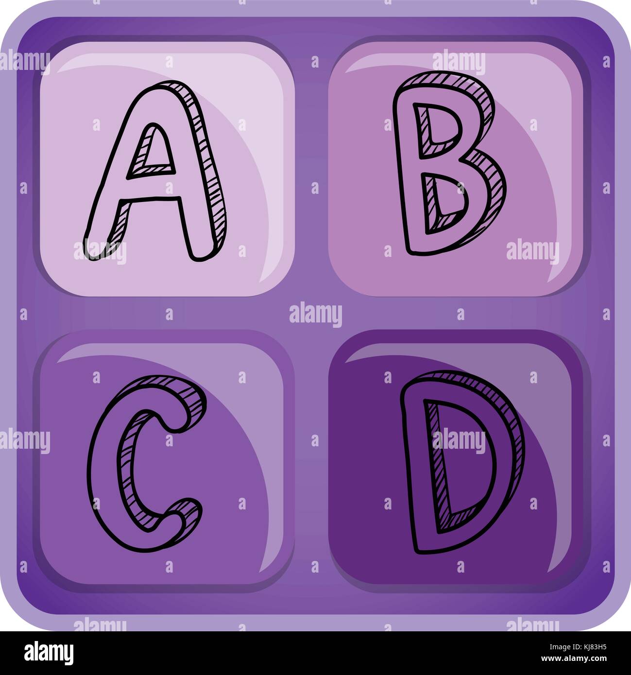 Illustration of a square-shaped alphabet letters on a white background ...
