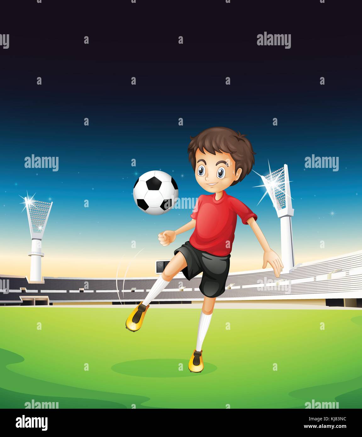 Illustration of a boy playing soccer alone Stock Vector Image & Art - Alamy