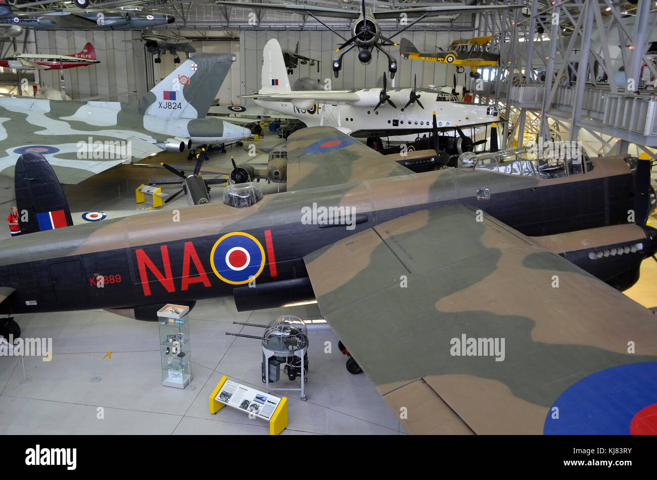 Duxford Airspace aircraft museum, Duxford, UK. Avro Lancaster in foreground. Stock Photo
