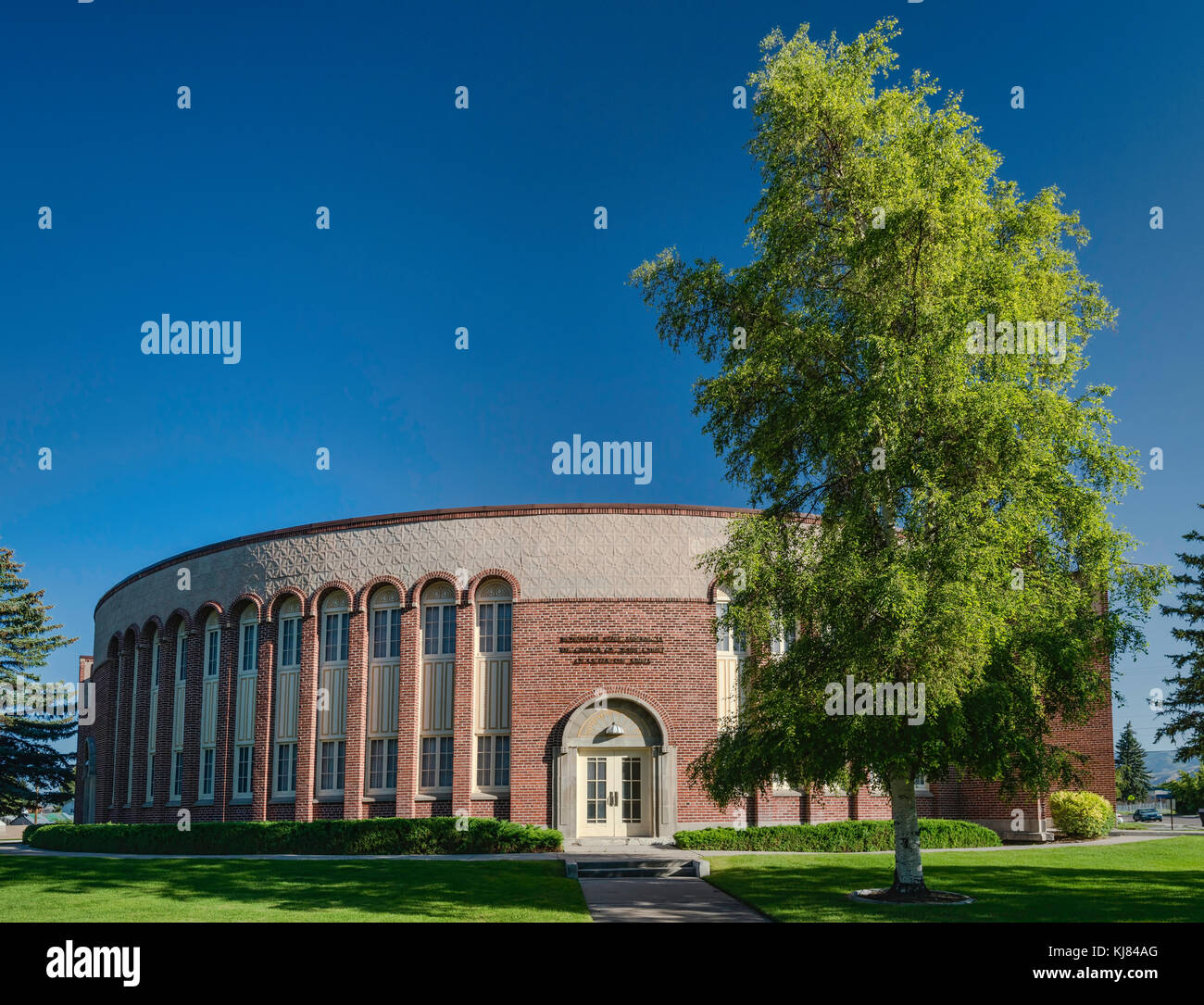 Mormon Tabernacle on Washington Street, Montpelier, Bear Lake Valley, Oregon Trail Bear Lake Scenic Byway, Idaho, USA Stock Photo