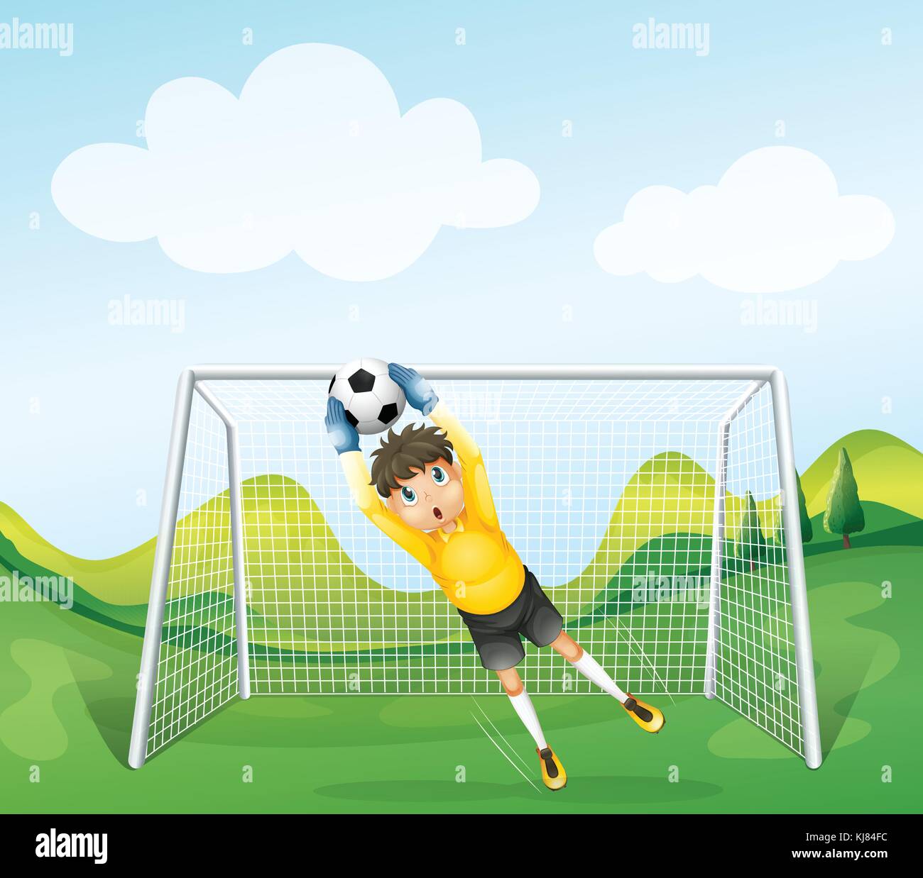 Illustration of a boy catching the soccer ball Stock Vector Image & Art