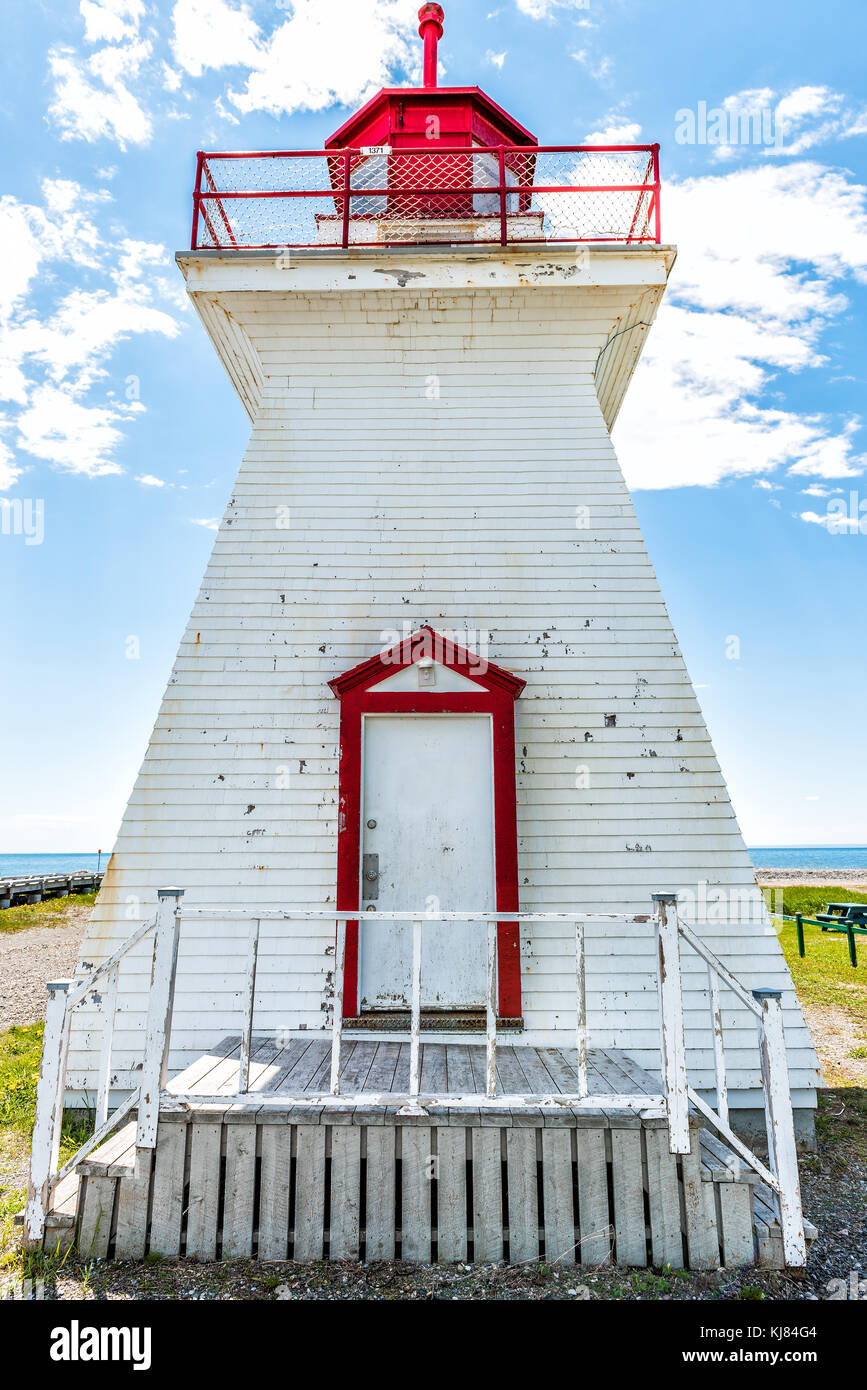 Bonaventure village pointe lighthouse in Quebec, Canada Gaspesie region