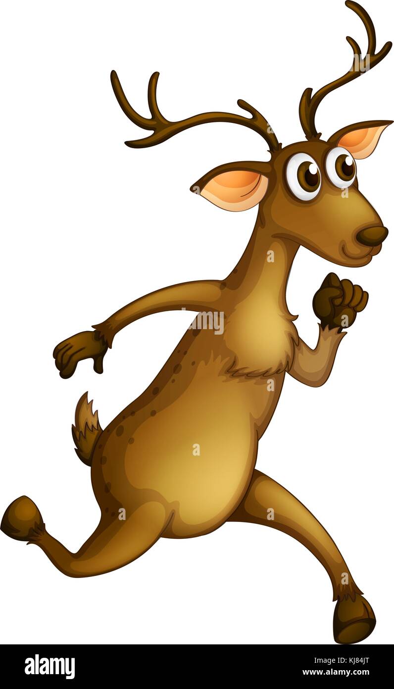 Illustration of a deer running on a white background Stock Vector Image