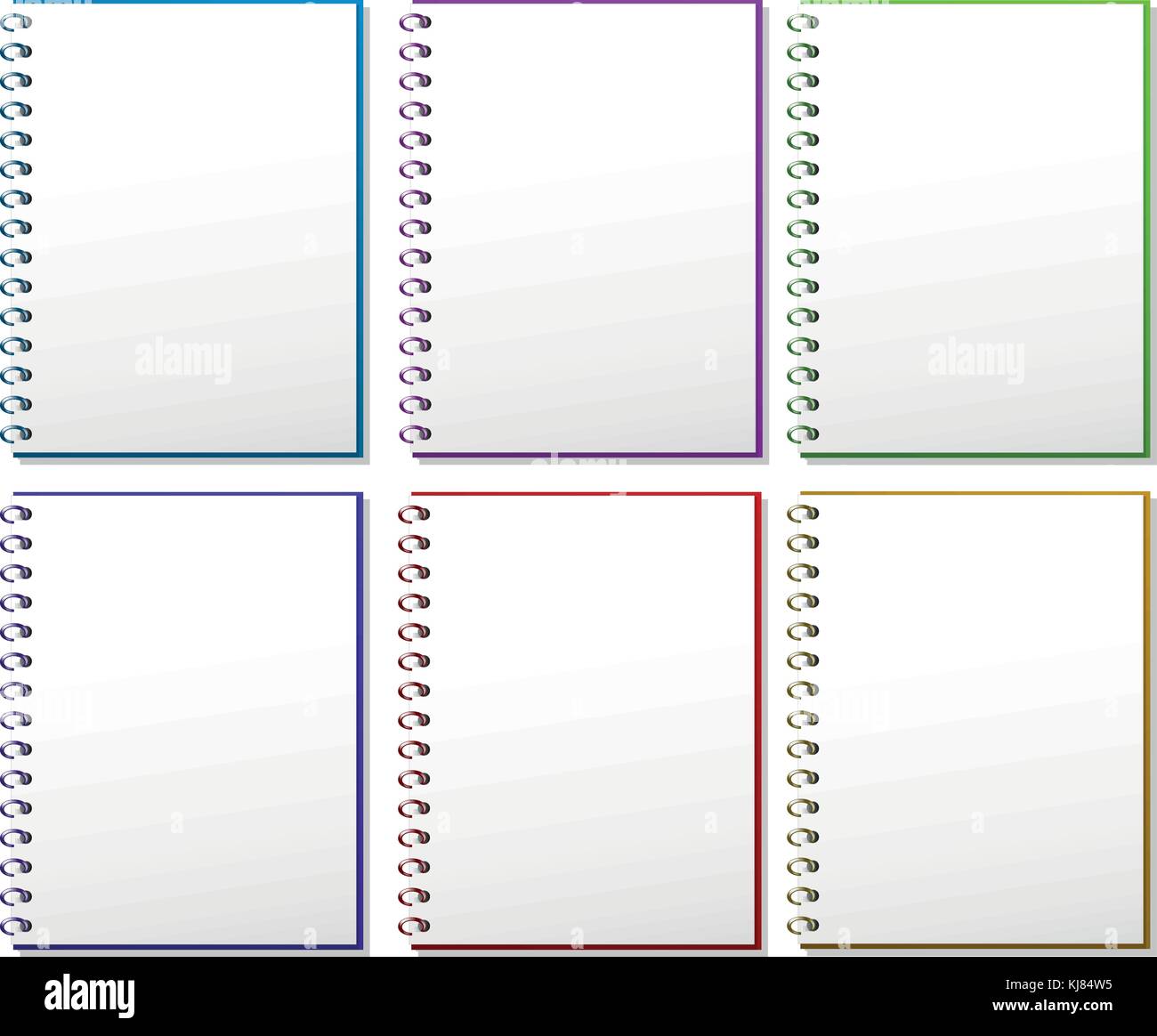 Illustration of the six spring notebooks on a white background Stock ...