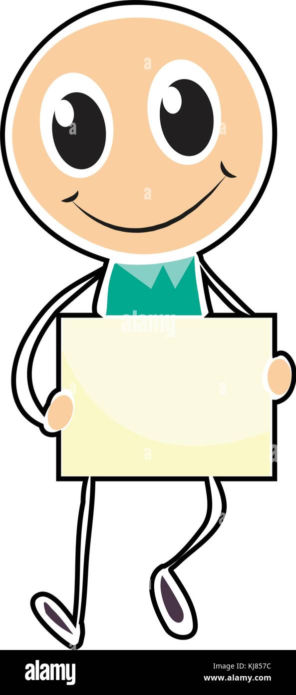 Illustration of a sketch of a boy holding an empty board on a white ...