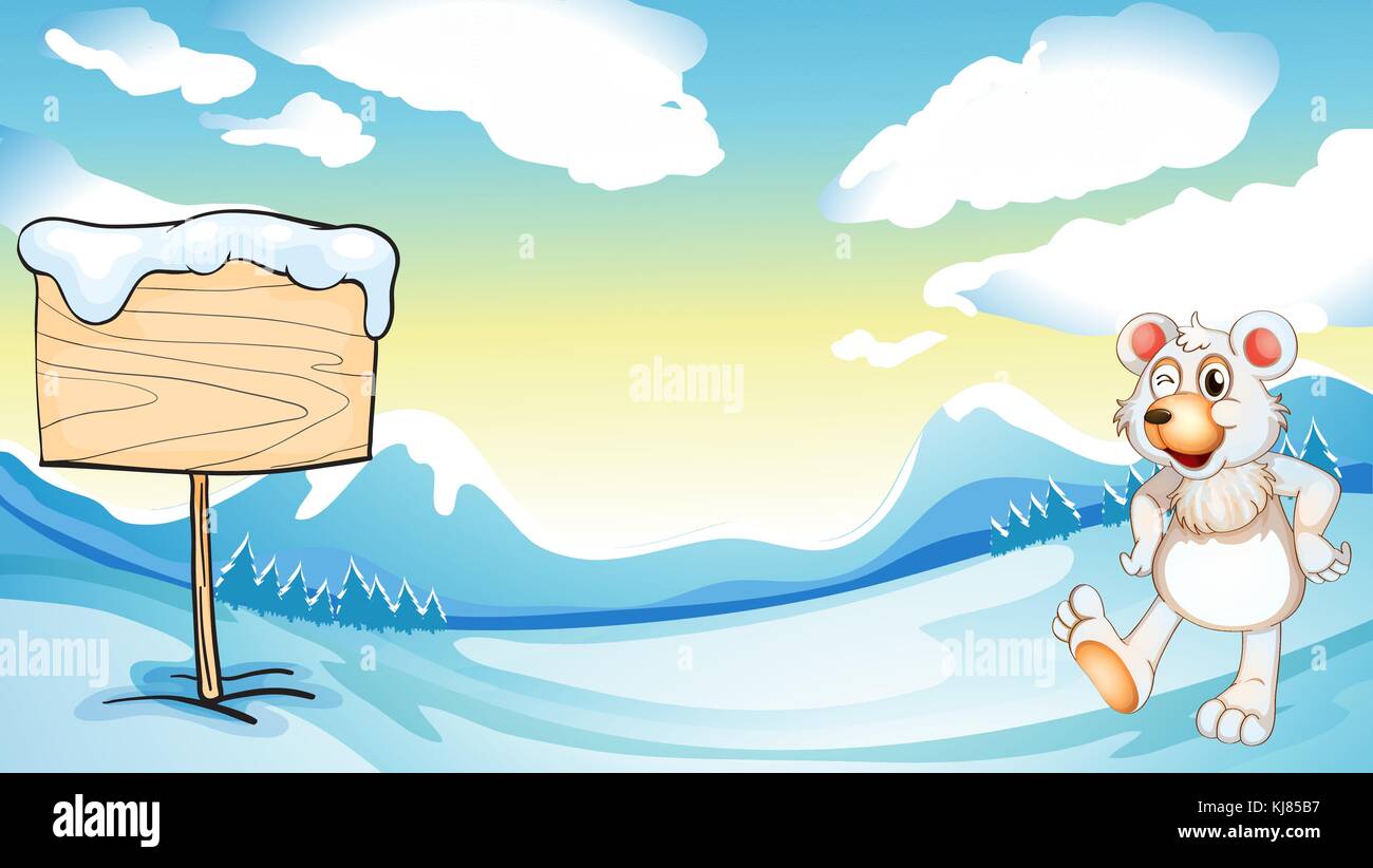 Illustration of a bear near the wooden signboard Stock Vector Image ...