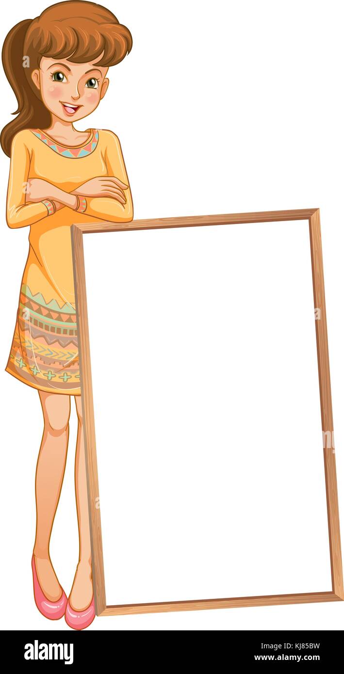 Illustration of a lady standing at the back of an empty board on a ...