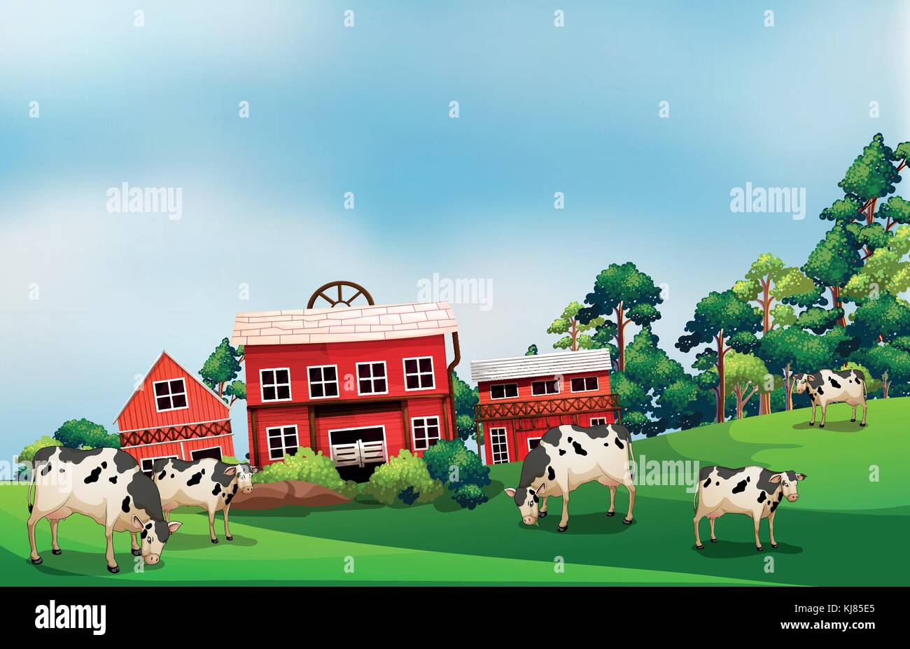 Illustration of the cows in the farm Stock Vector