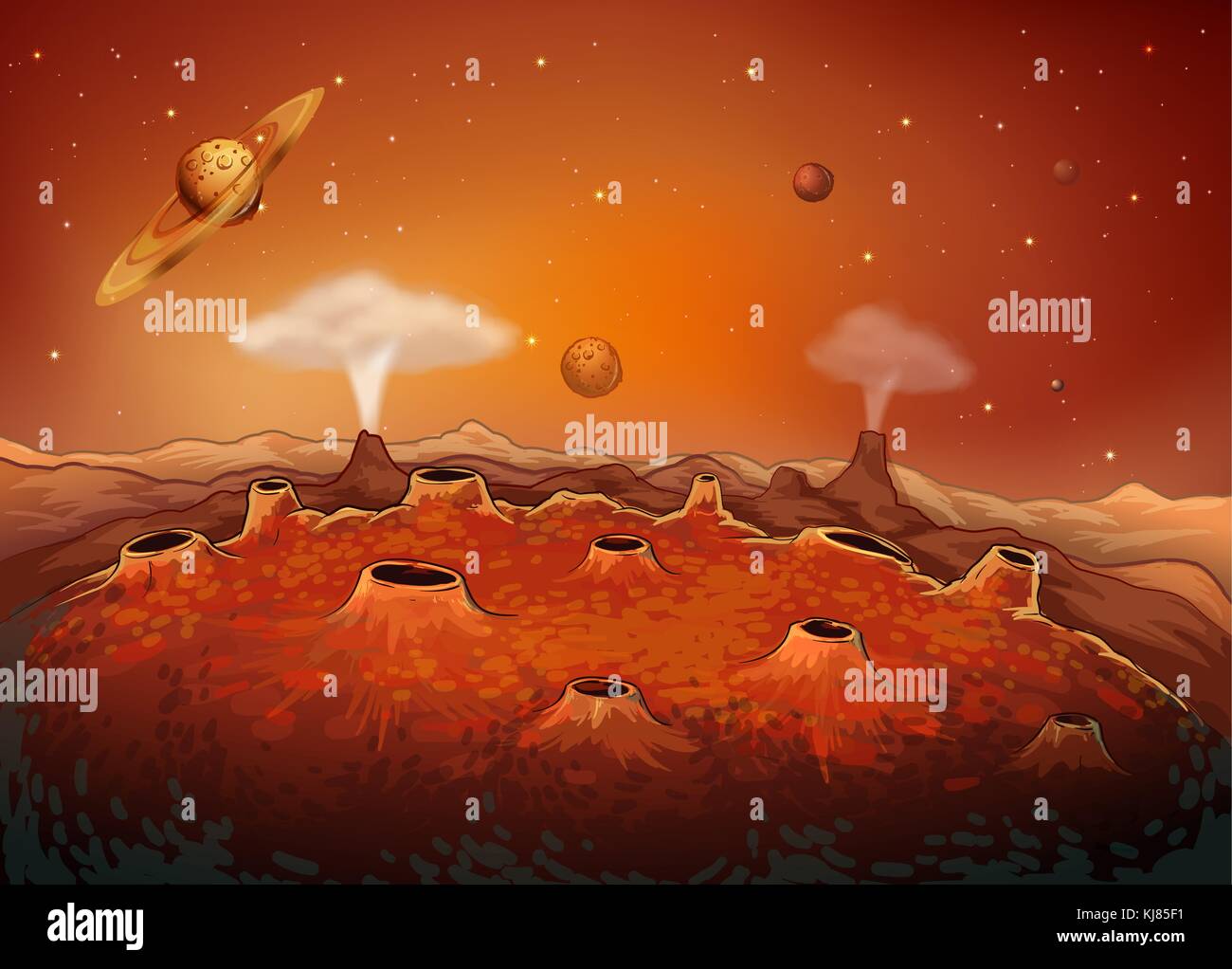 Illustration of the outer space with planets Stock Vector Image & Art ...