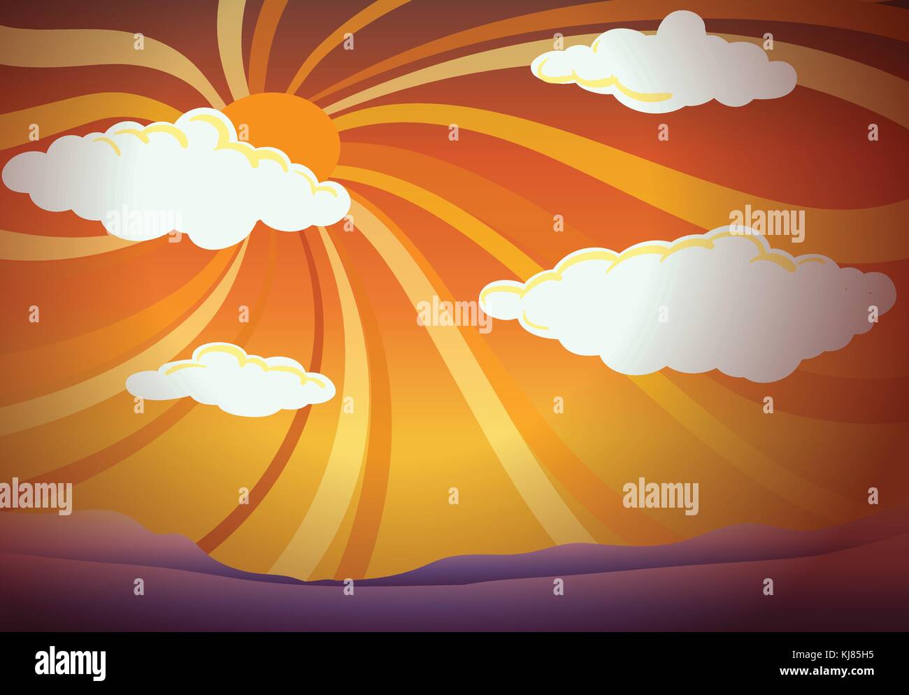 Illustration of a sunset view with clouds Stock Vector Image & Art - Alamy