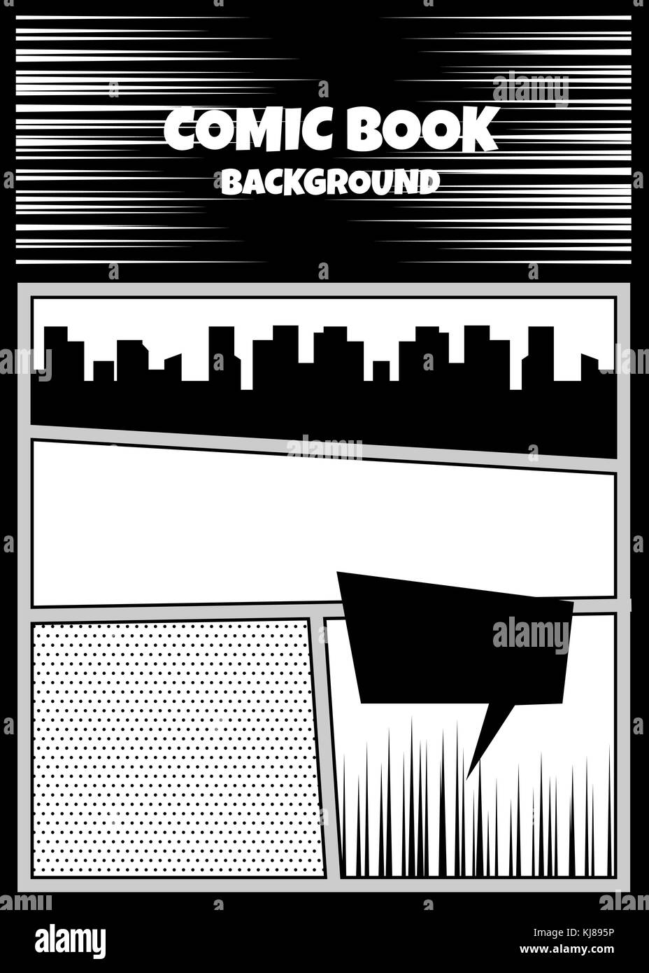 Comic Book Pop Art Monochrome Mock Up Stock Vector Art
