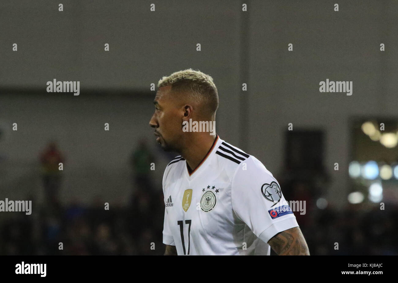 Germany's Jerome Boateng (17) in action against Northern Ireland at Windsor Park in Belfast 05 October 2017. Stock Photo