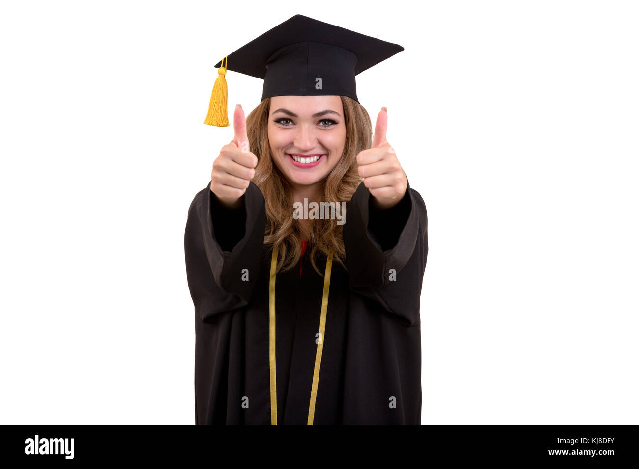 Happy graduate student holding a diploma isolated on white background ...