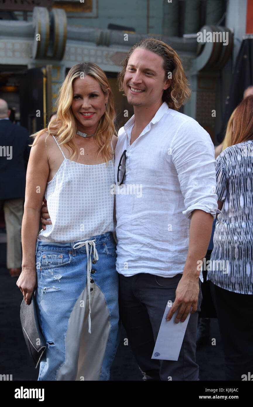 HOLLYWOOD, CA - JULY 19: Maria Bello, Elijah Allan-Blitz attends the premiere of New Line Cinema's 'Lights Out' at TCL Chinese Theatre on July 19, 2016 in Hollywood, California.  People:  Maria Bello, Elijah Allan-Blitz Stock Photo