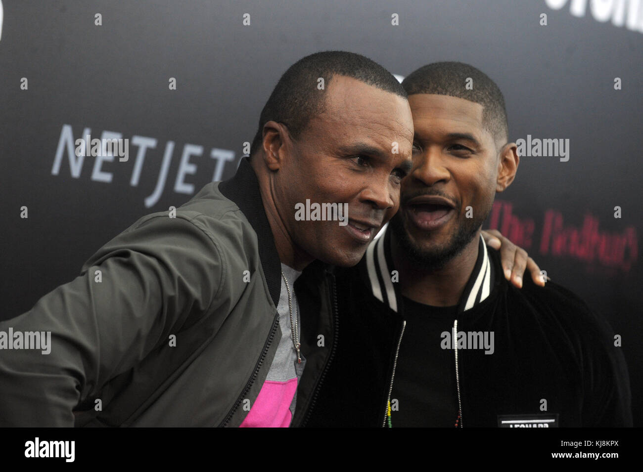 NEW YORK, NY AUGUST 22 Sugar Ray Leonard, Usher attends the 'Hands