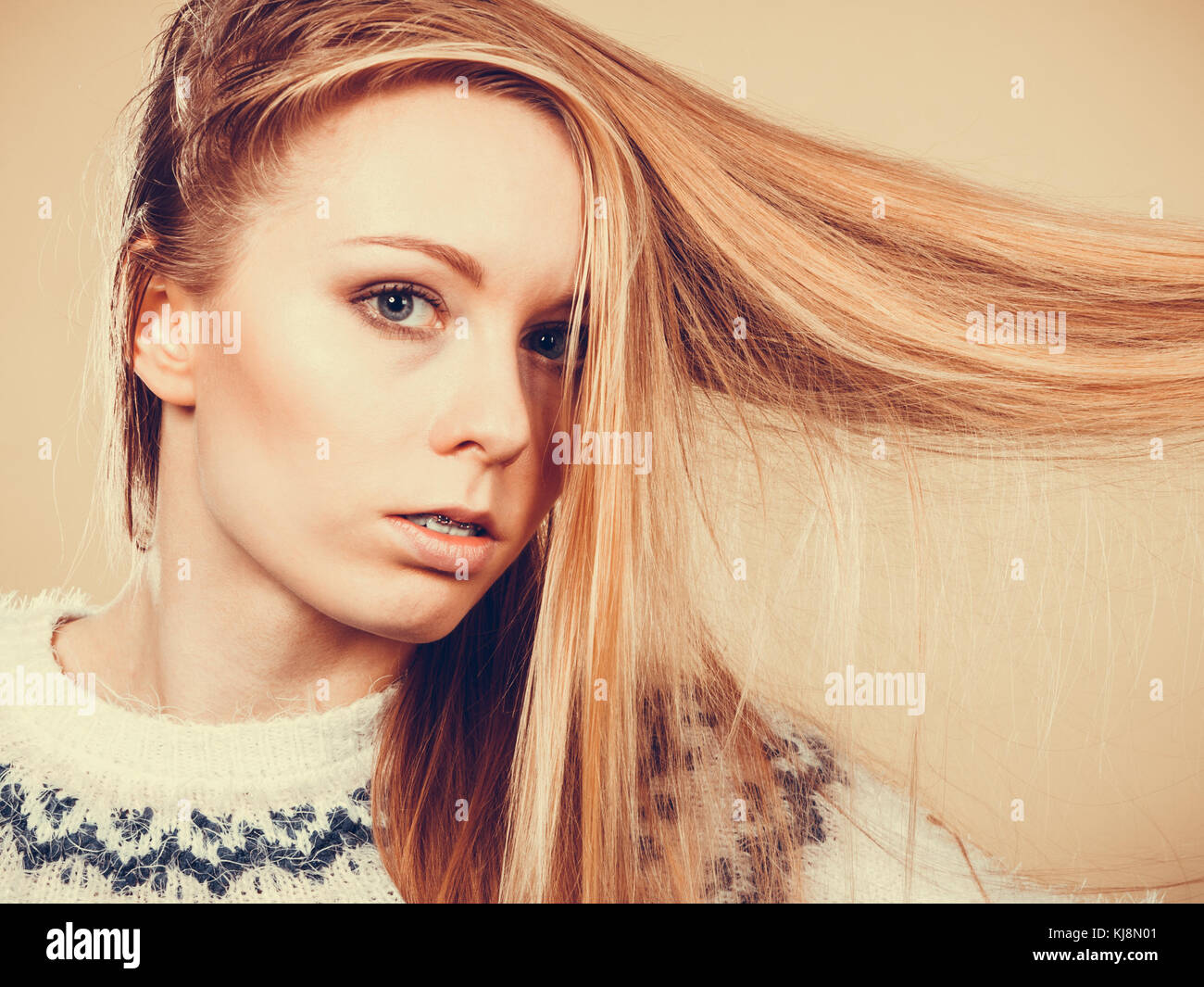 Haircare, choosing best conditioner for tangled hairstyle concept