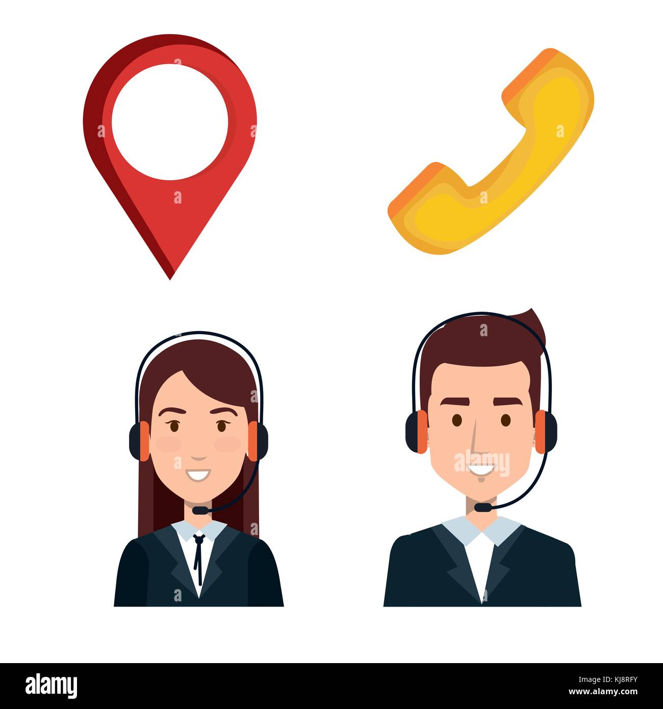 taxi service call center operator set order elements vector ...