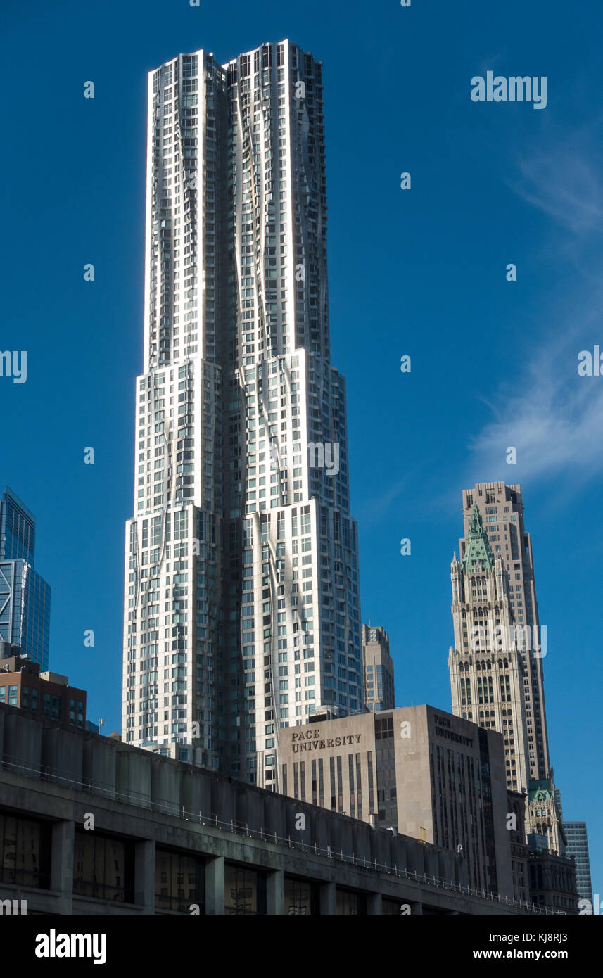 8 Spruce Street, a modern structure designed by Frank Gehry, also known as Beekman Tower and New