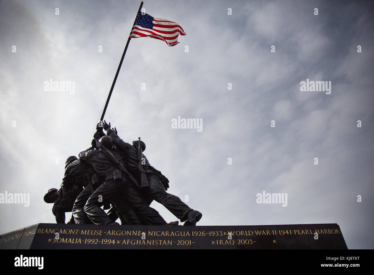 The National Park Service unveiled new engravings on the Marine Corps War Memorial in Arlington, Va. Nov. 11, 2017. The Afghanistan and Iraq engraving Stock Photo