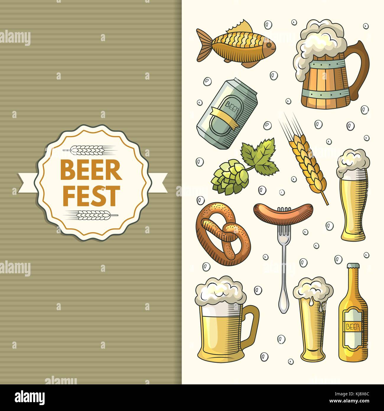 A set of Oktoberfest icons. Vector illustration Stock Vector Image ...