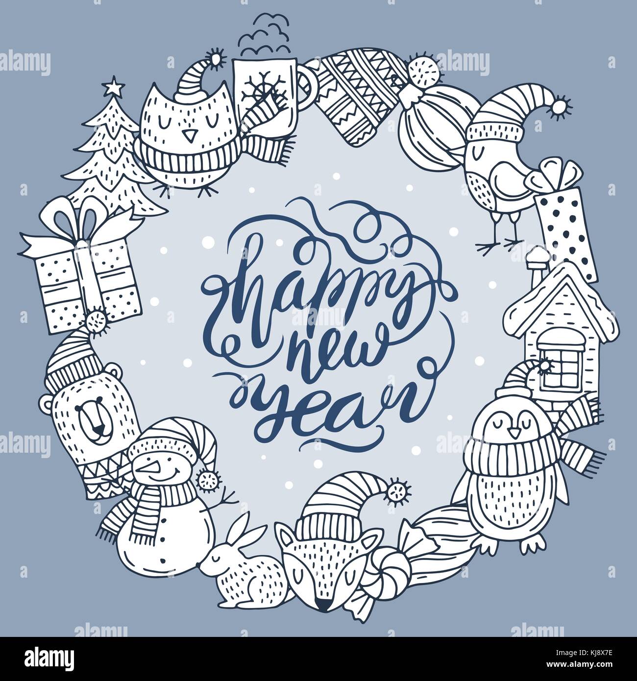 Vector illustration of a Merry Christmas greeting card Stock Vector ...