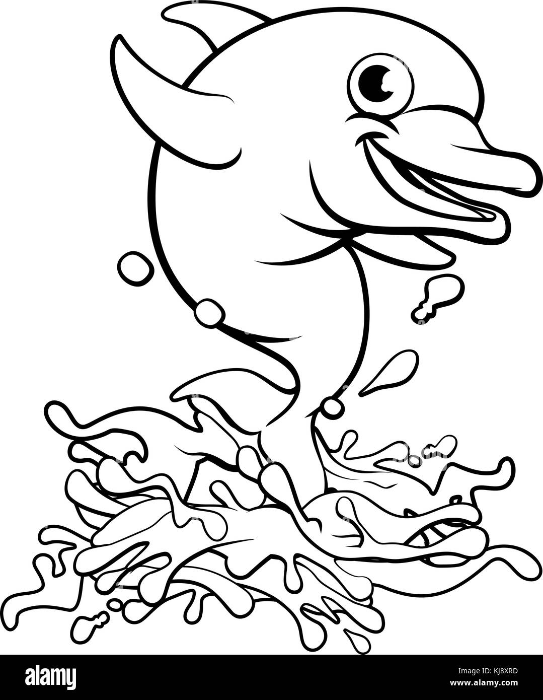 Dolphin Cartoon Character Splashing Stock Vector Image & Art - Alamy