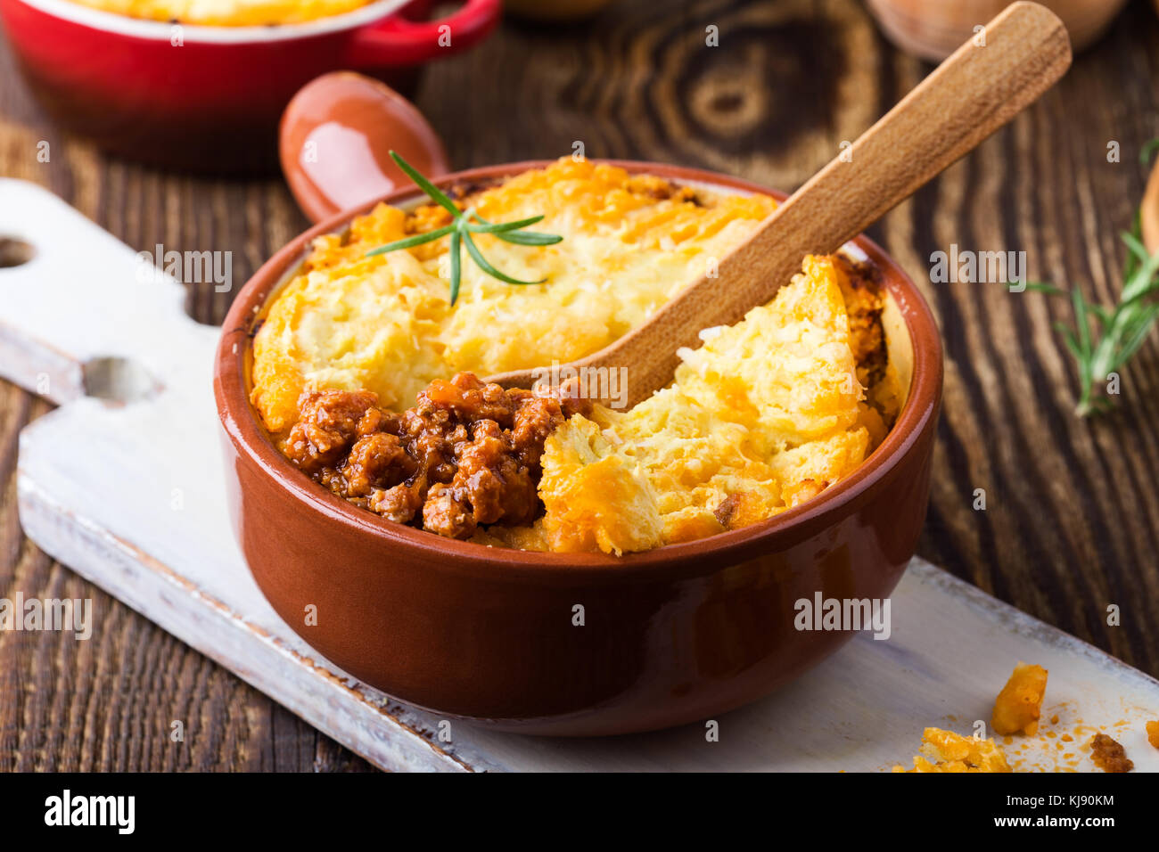 Shepherd's pie, traditional British dish with minced meat and mashed