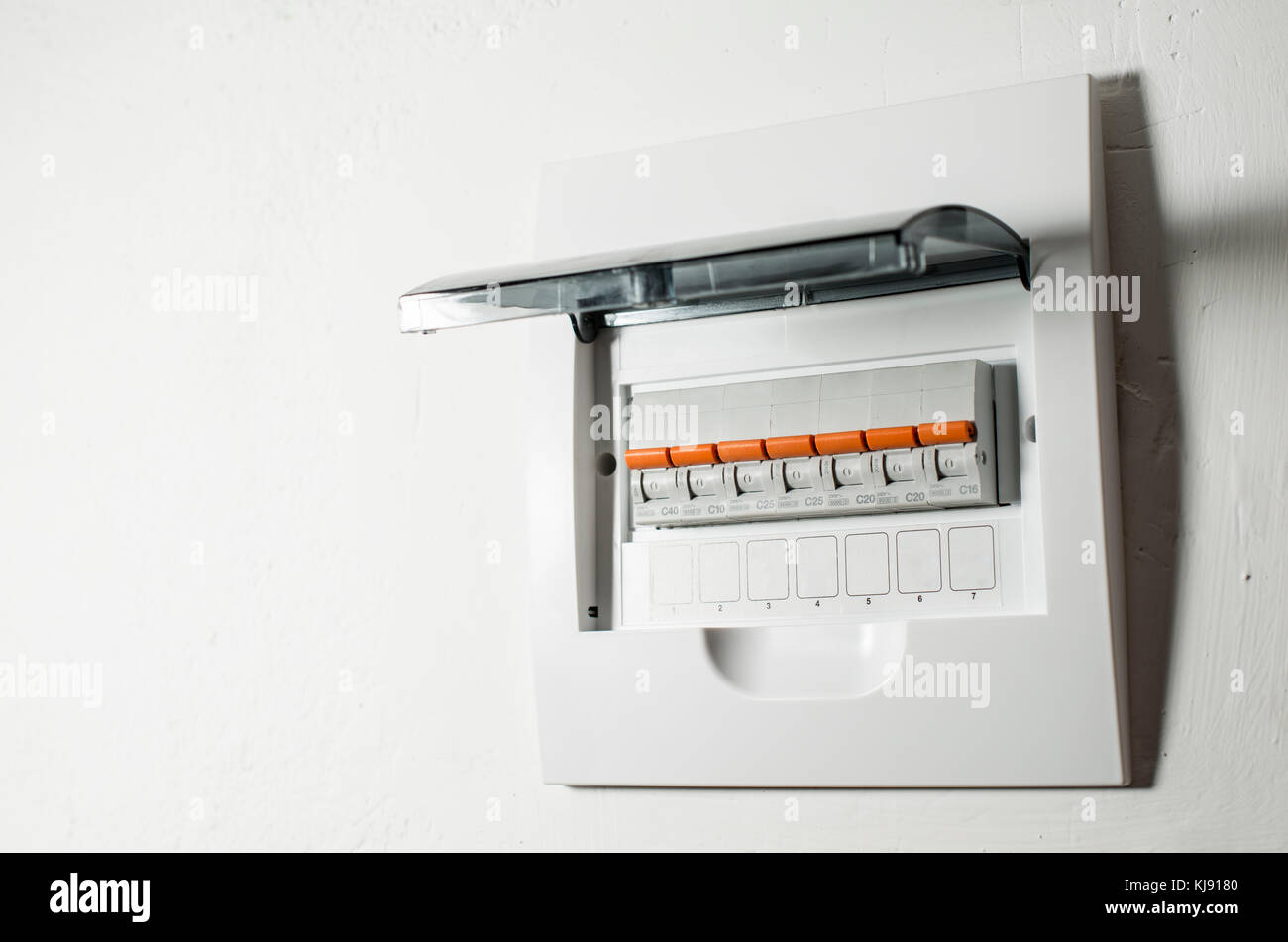 Electrical panel with fuses in home. White panel Stock Photo Alamy
