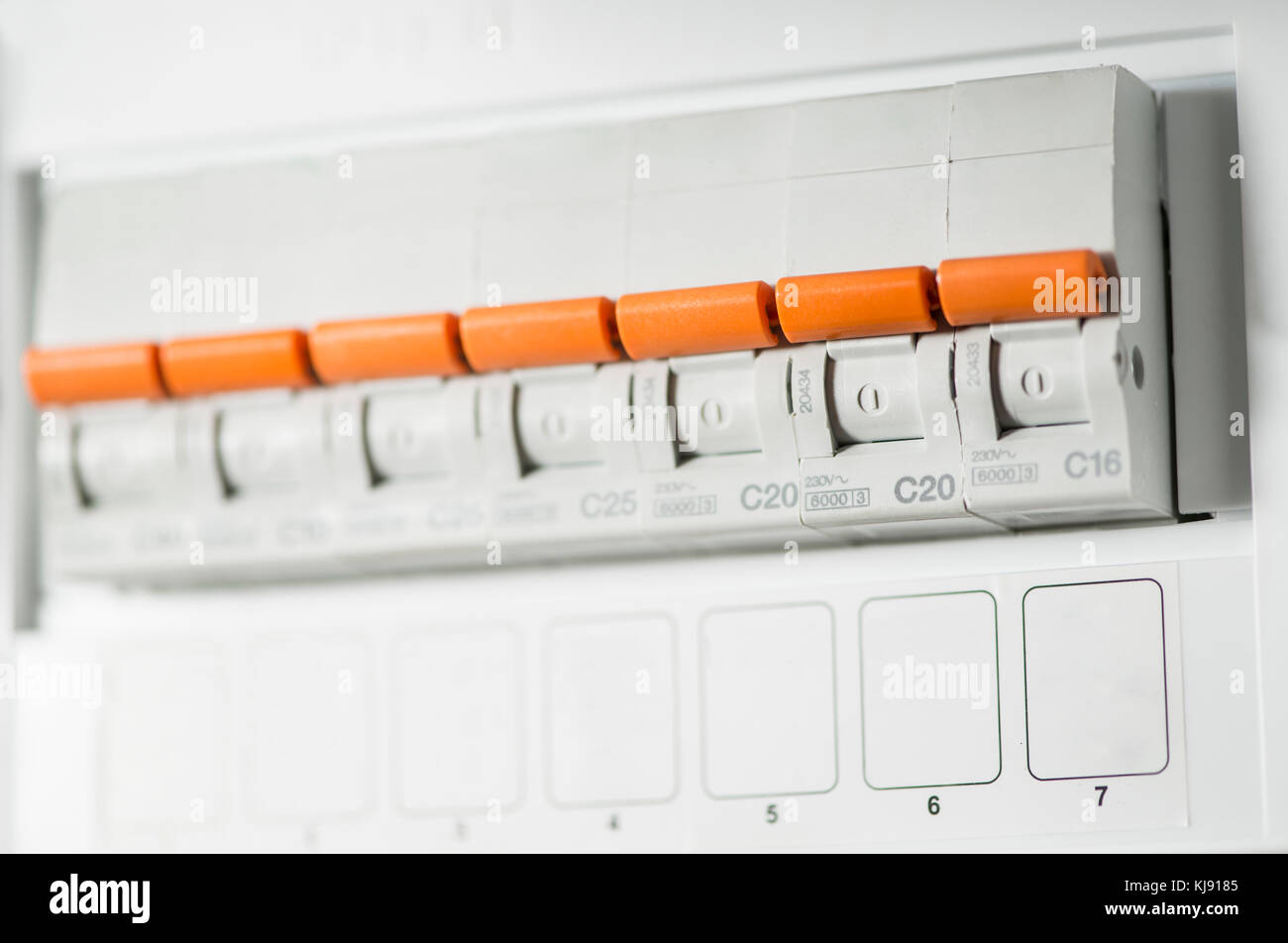 Electrical panel with fuses in home. White panel Stock Photo Alamy