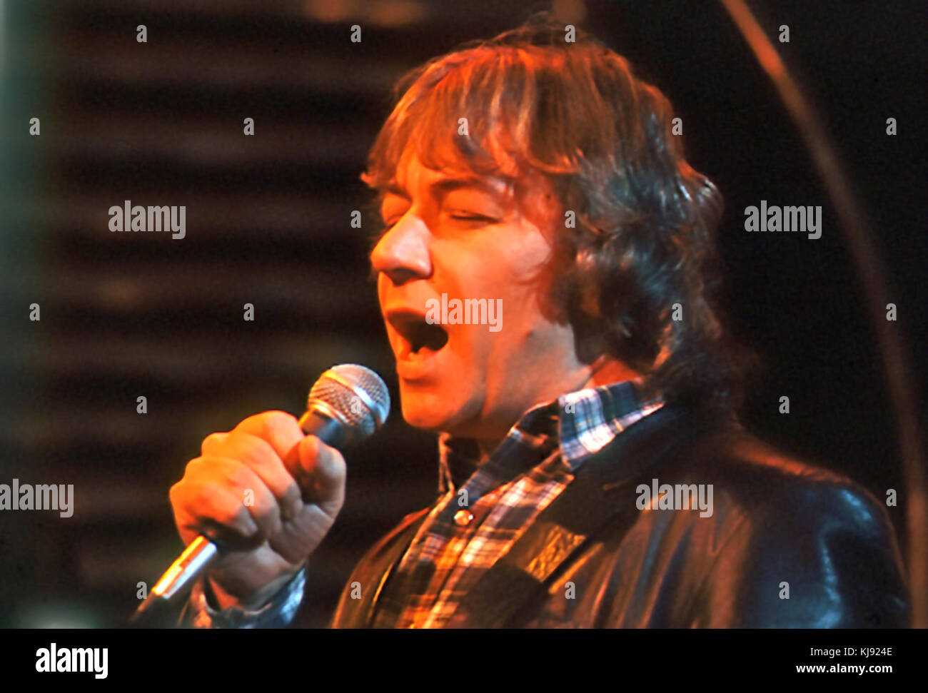 ERIC BURDON English singer and songwriter on first night of  Tyne Tees television show in November 1982. Stock Photo
