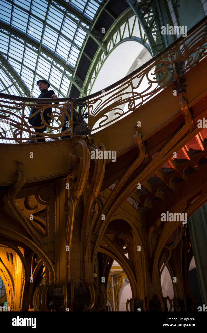 Figure standing on staircase in the Grand Palais, Paris, France Stock Photo