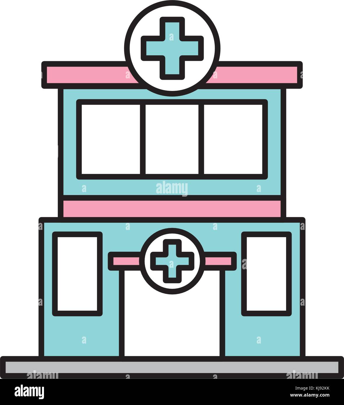 hospital building medical center front view icon Stock Vector Image