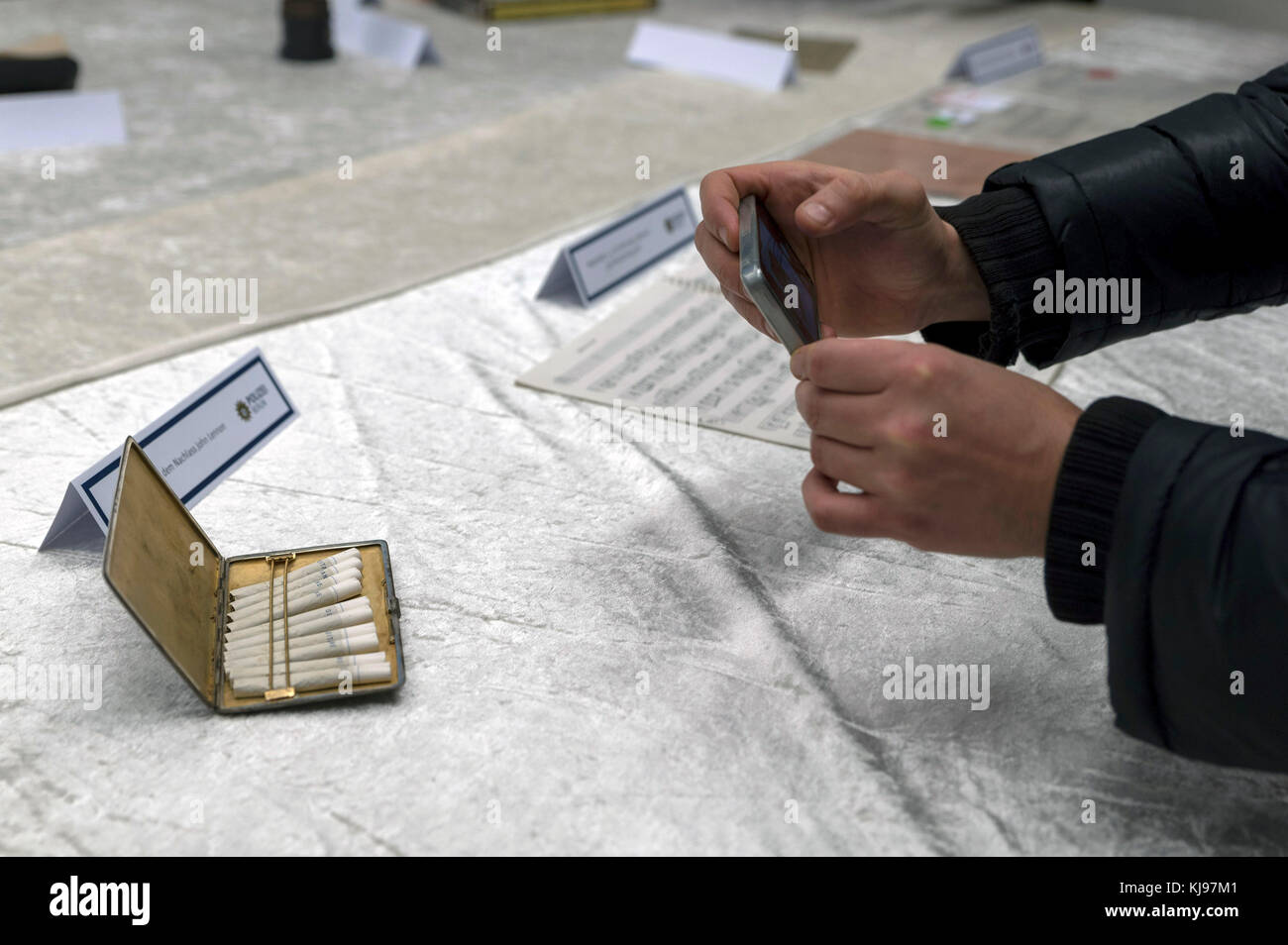 beatles cigarette case A cigarette case, one of the stolen belongings of The Beatles' John Lennon  who was killed in New York on 1980, is pictured during a press conference  after recovering by police members,