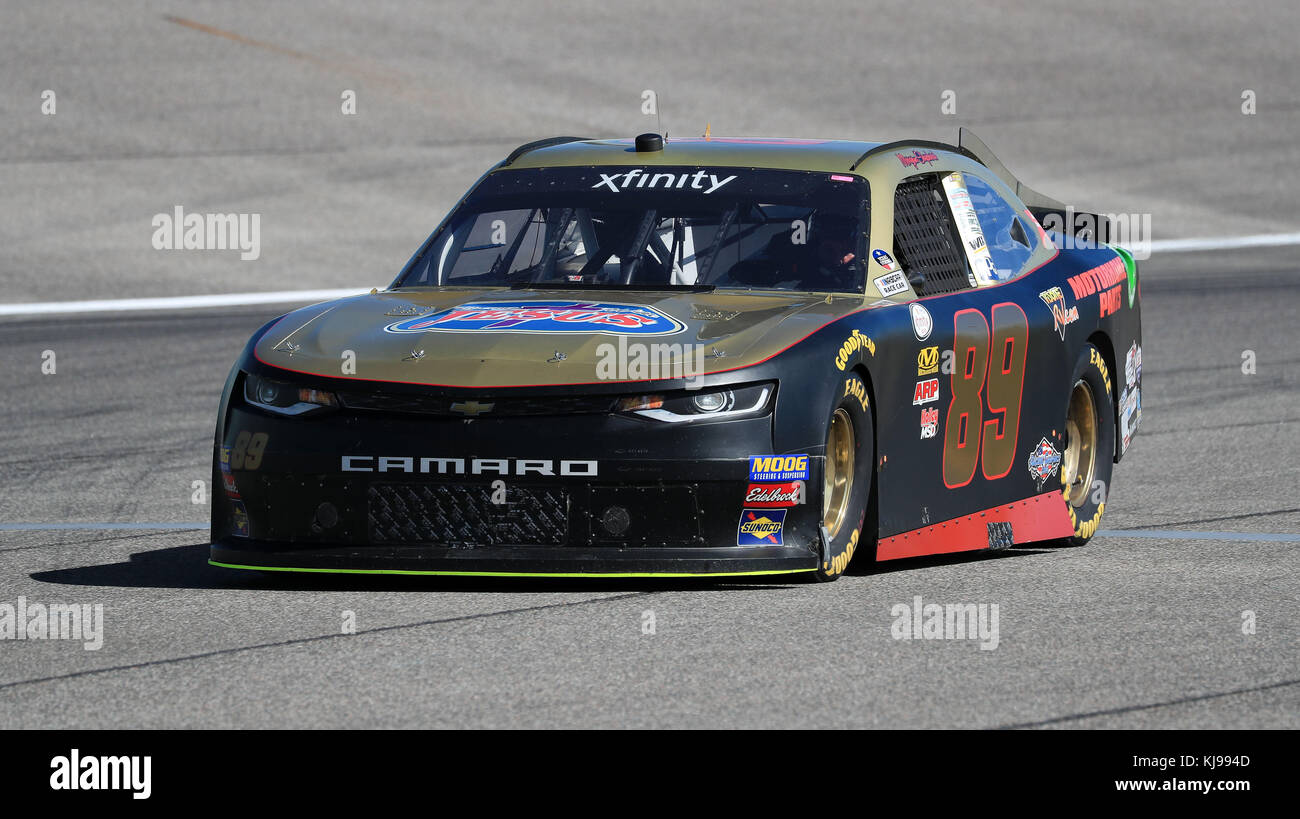 Homestead, Fla, USA. 18th Nov, 2017. Morgan Shepherd, driver of the (89)  Visone RV Chevrolet, during the 23rd Annual Ford EcoBoost 300 - NASCAR  XFINITY Series - practice at the Homestead-Miami Speedway, image size:1300x819