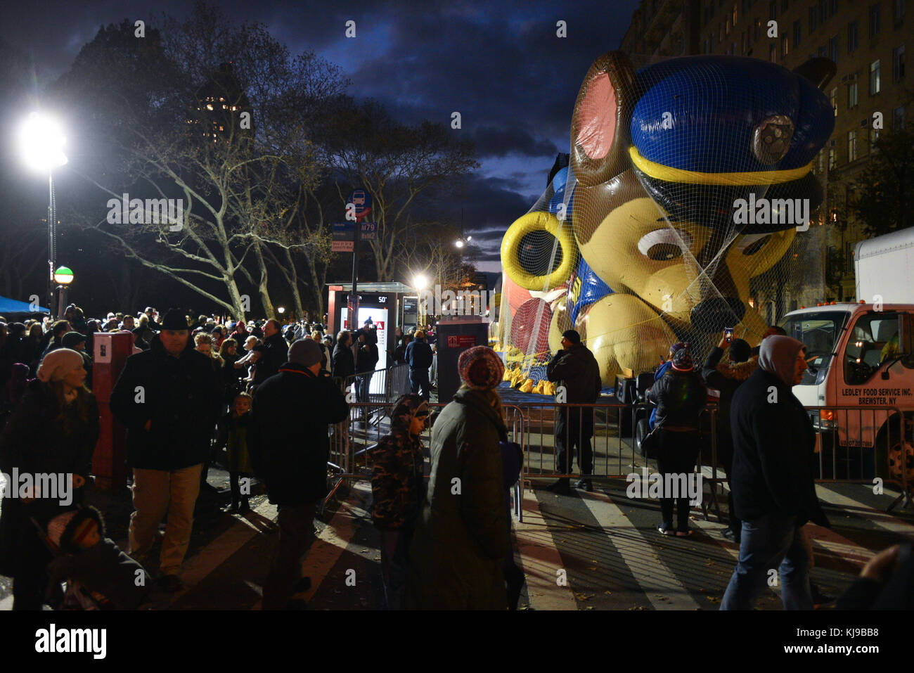 New York, USA. 22nd Nov, 2017. Paw Patrol's Chase balloon is inflated to prepare for the 91st Annual Macy's Thanksgiving Day Parade on November 22, 2017 in New York City. Credit: Erik Pendzich/Alamy Live News Stock Photo