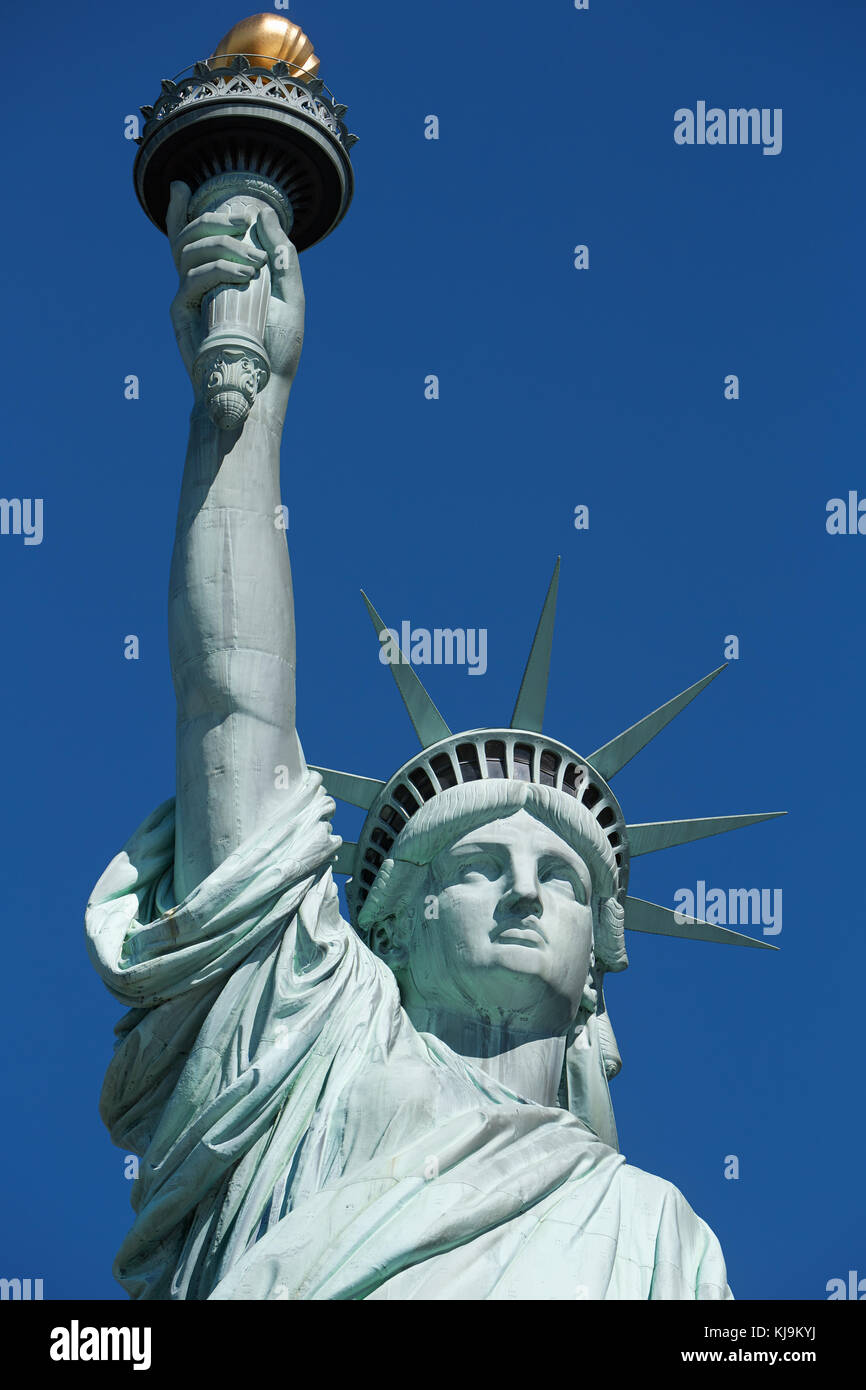 Statue of Liberty in sunny day in New York Stock Photo