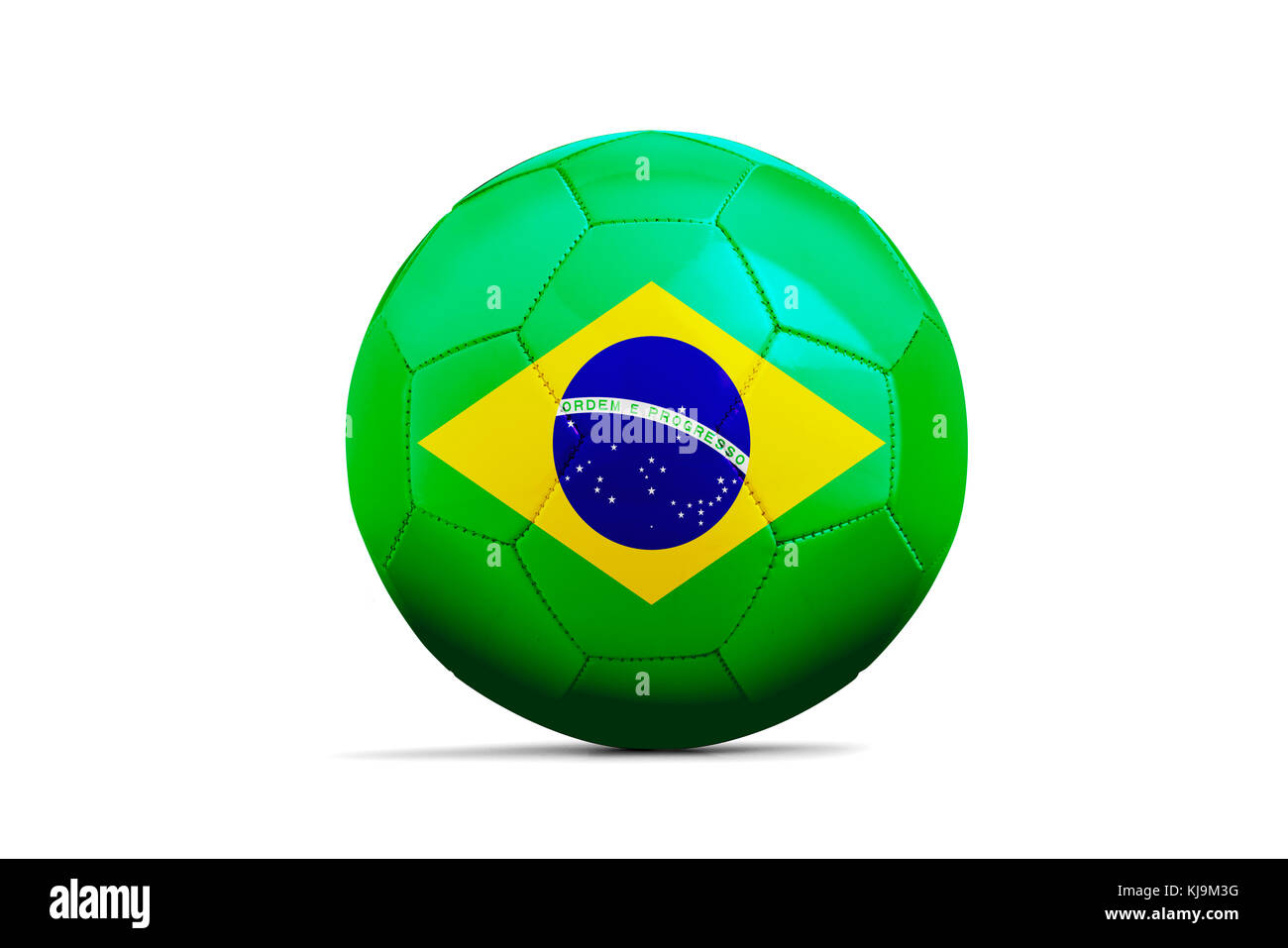 Soccer ball isolated with team flag, Russia 2018. Brazil Stock Photo