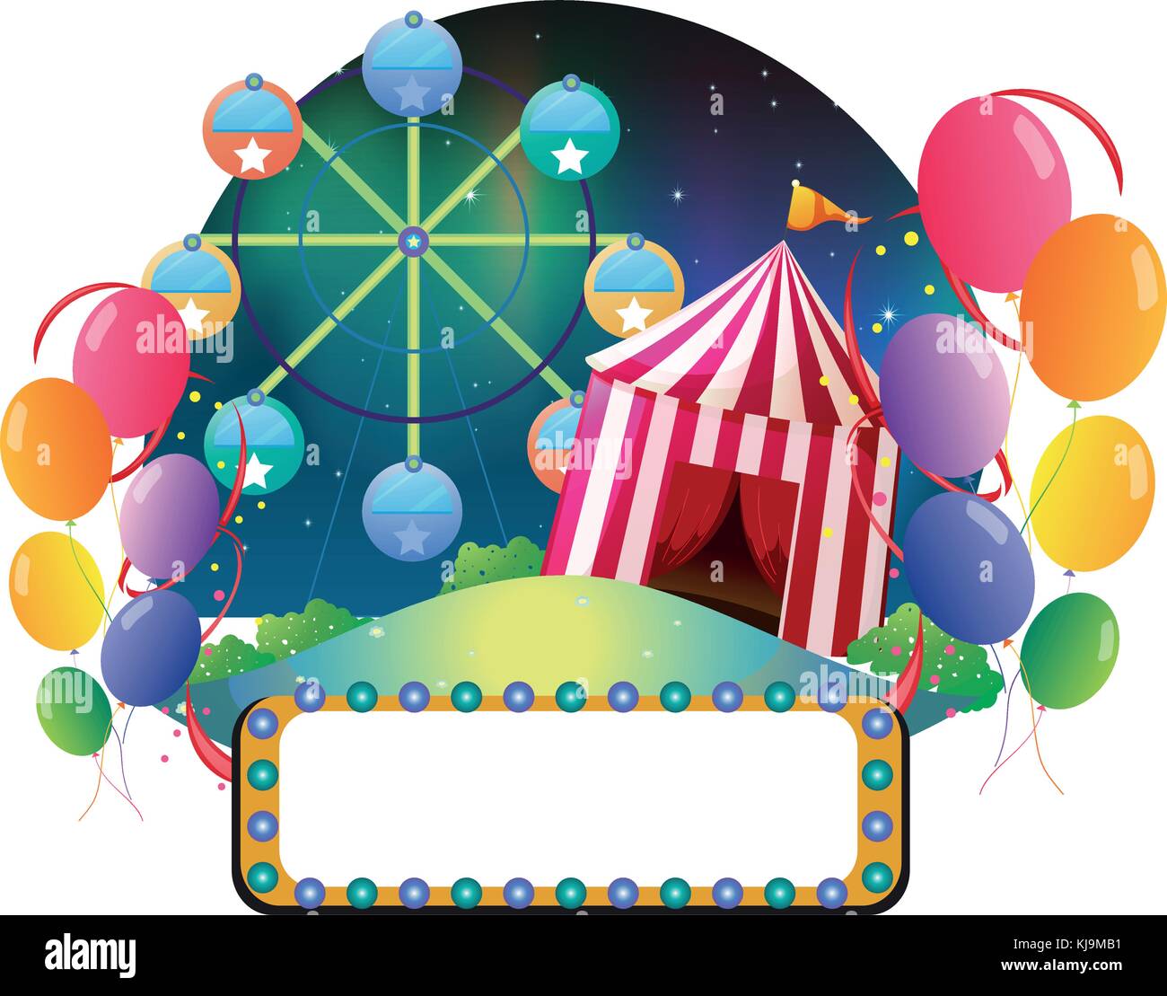 Illustration of an amusement park on a white background Stock Vector ...