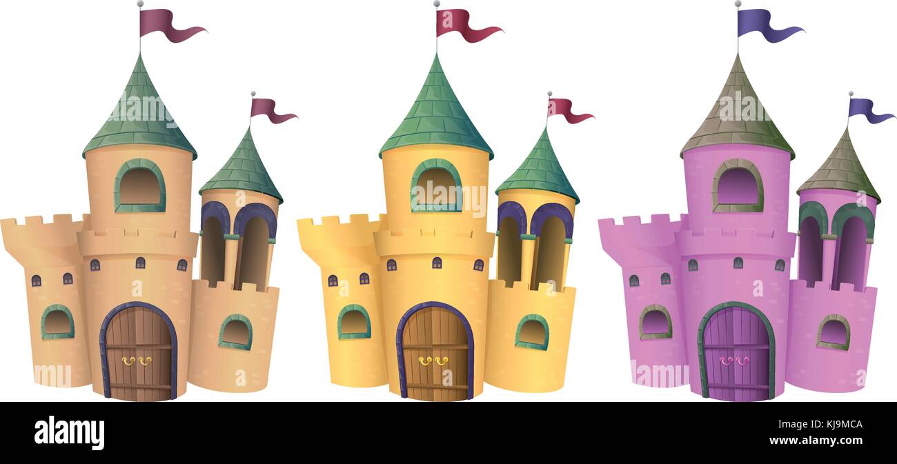 Illustration of three castles on a white background Stock Vector Image ...