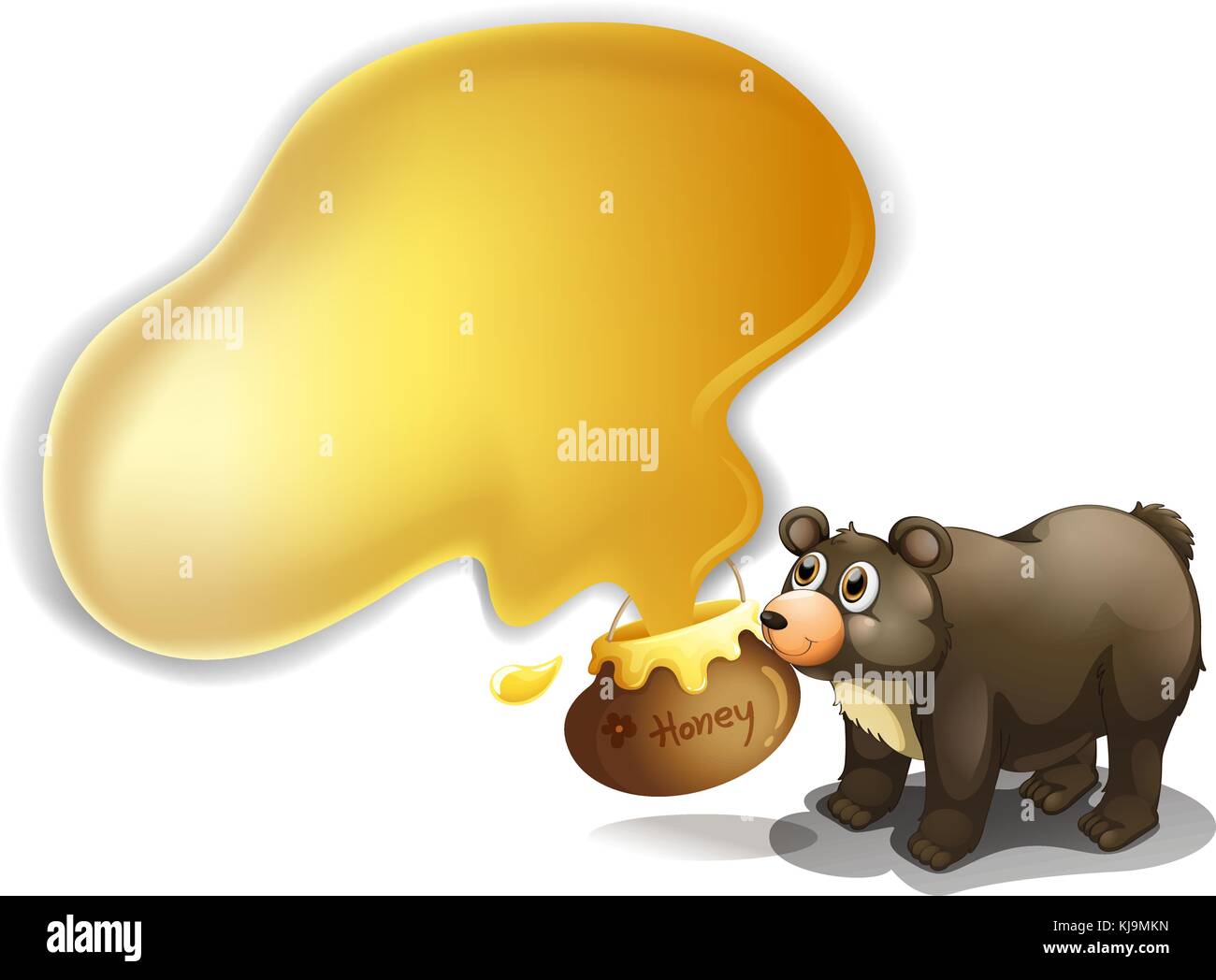 Illustration of a bear and a pot of honey on a white background Stock ...