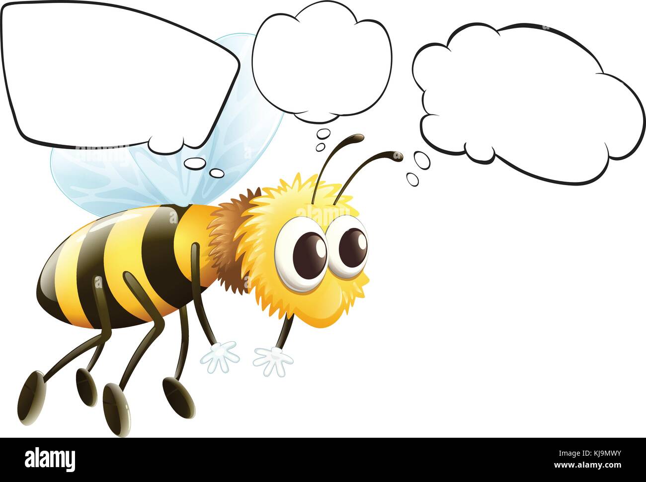 Illustration of the empty thoughts of a flying bee on a white ...