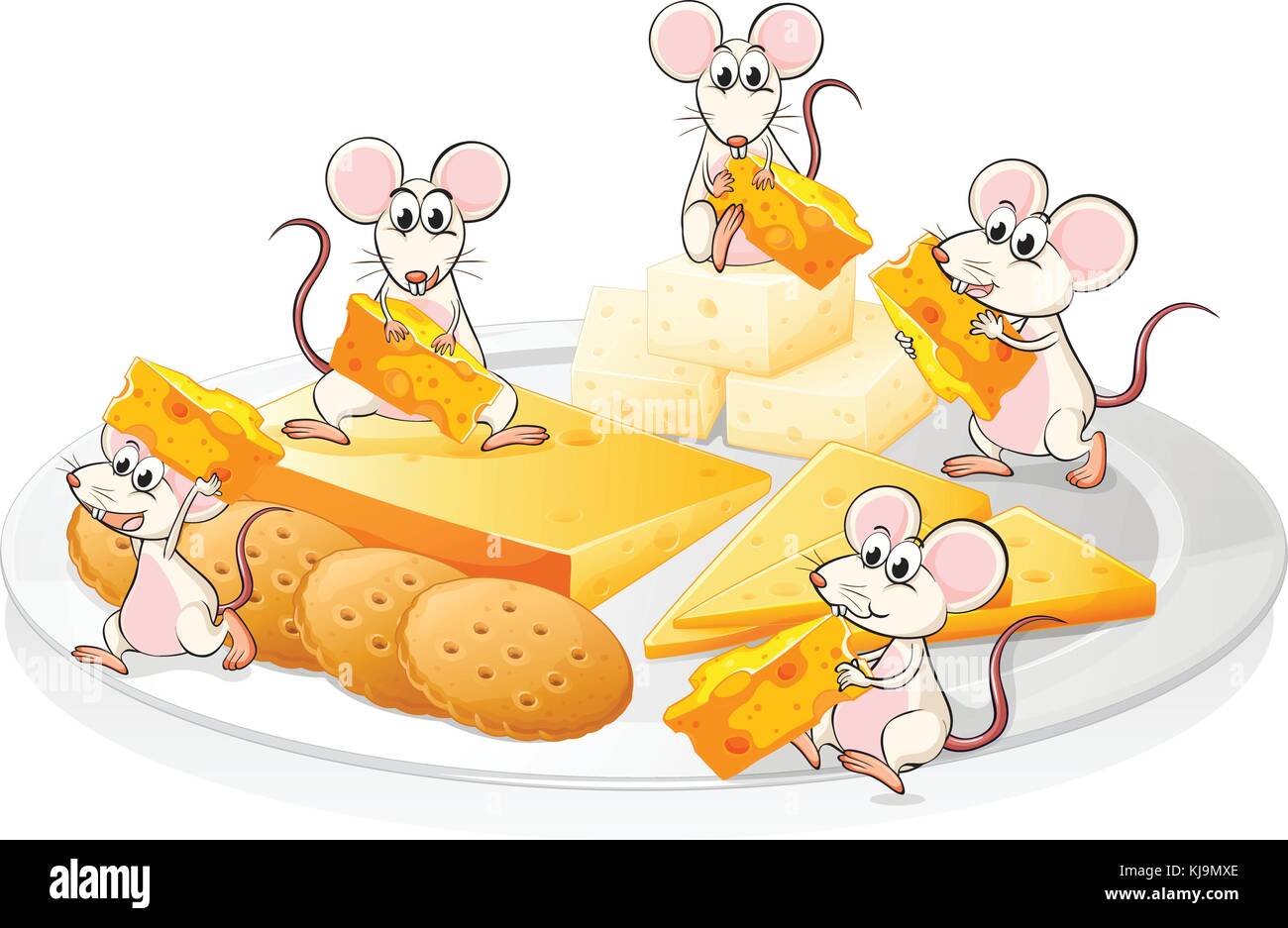Cartoon illustration mouse eat cheese hi-res stock photography and